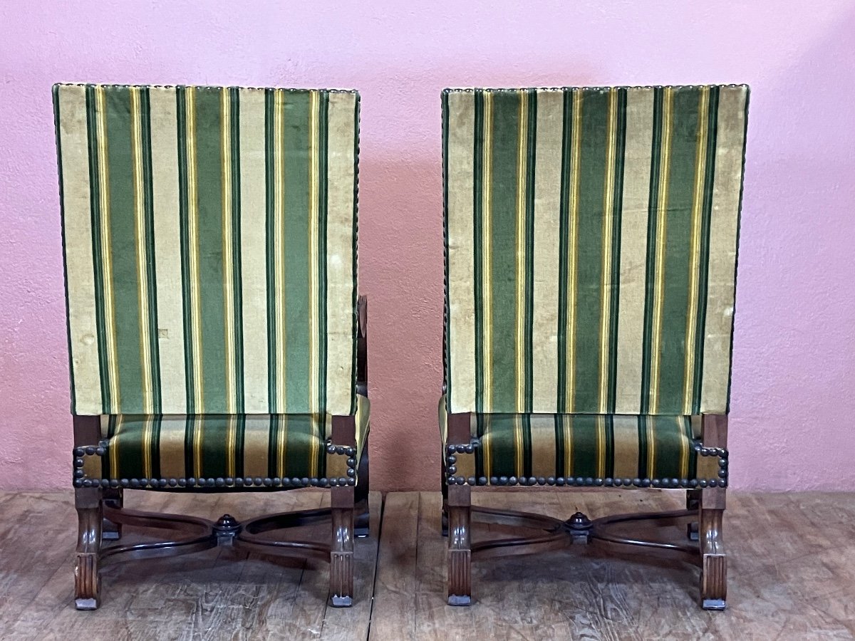 Pair Of Louis XIV Armchairs In Walnut-photo-4