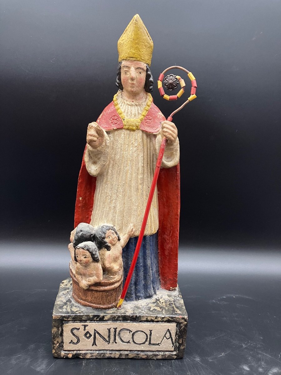 Petit Saint Nicolas En Pierre époque 18eme  40 Cm