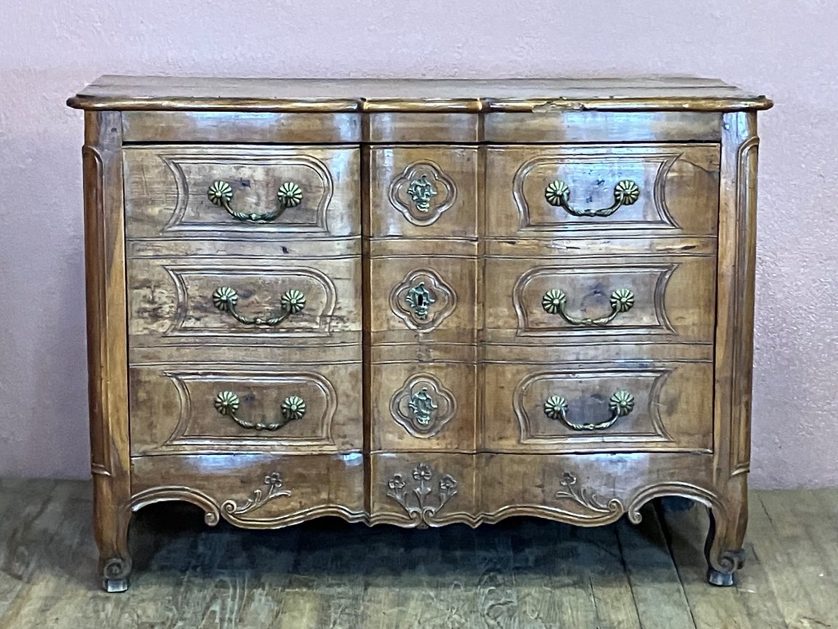 18th Century Louis XV Trompe l'Oeil Chest Of Drawers In Walnut-photo-2