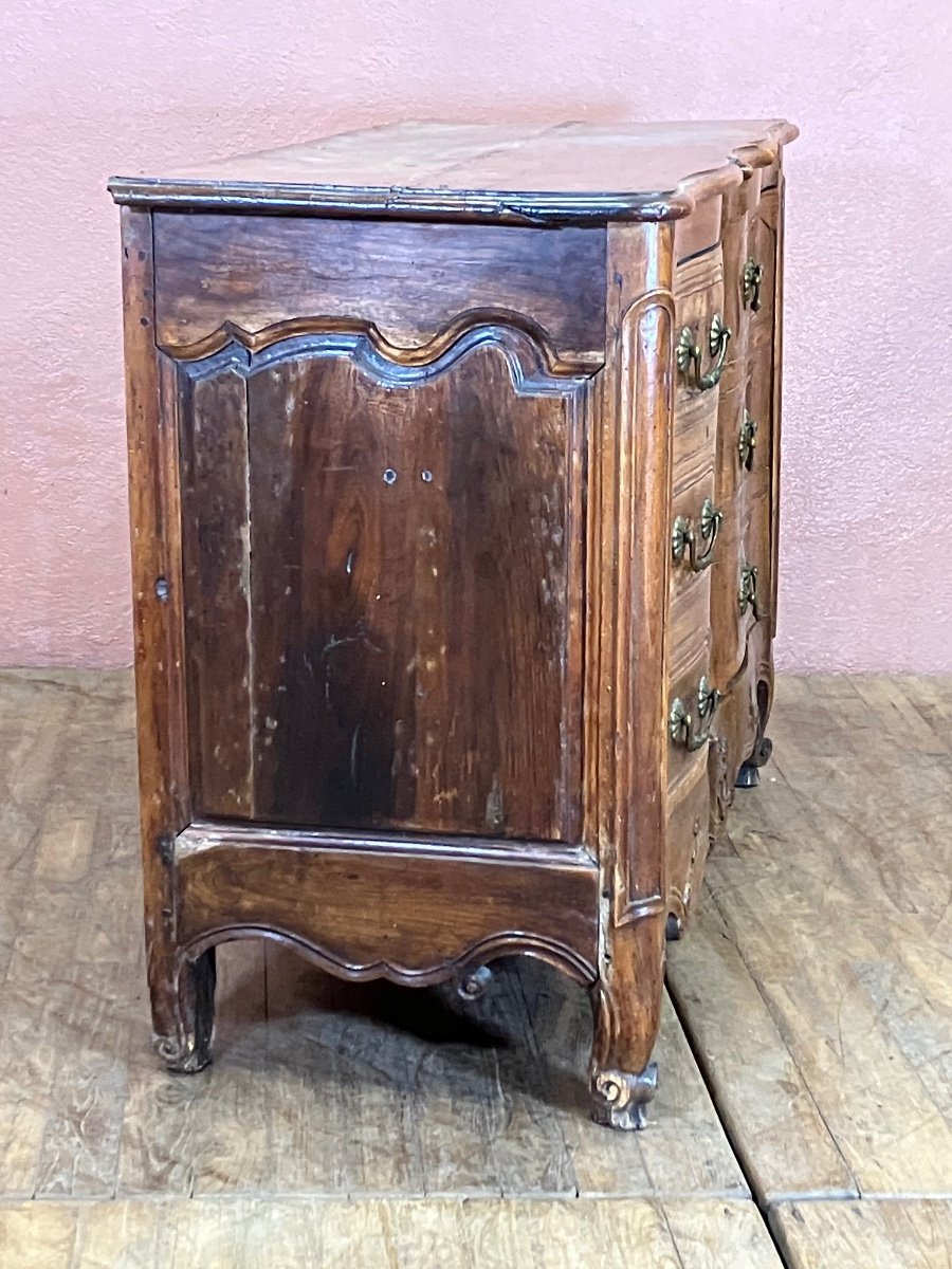 18th Century Louis XV Trompe l'Oeil Chest Of Drawers In Walnut-photo-3