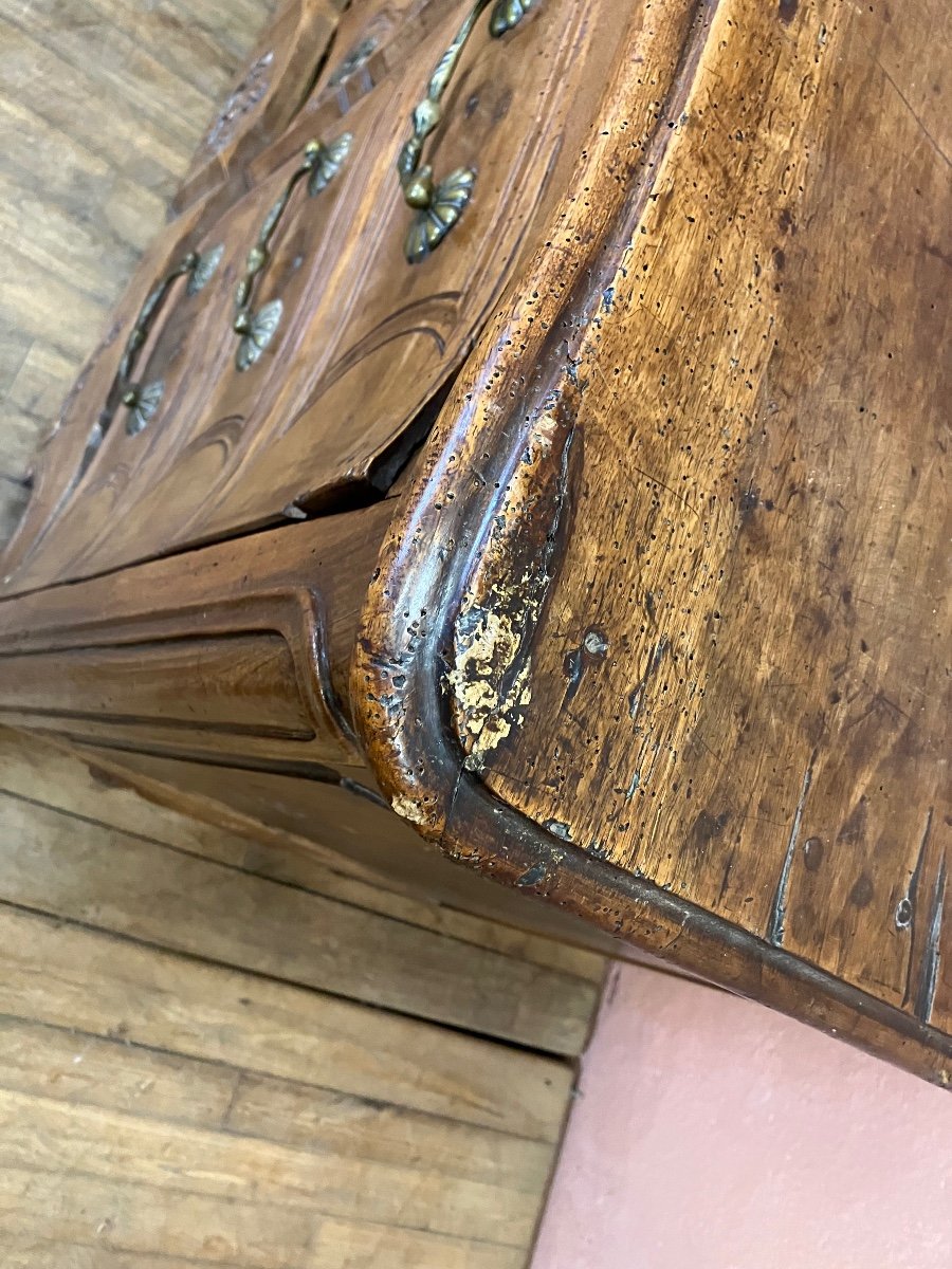 18th Century Louis XV Trompe l'Oeil Chest Of Drawers In Walnut-photo-4