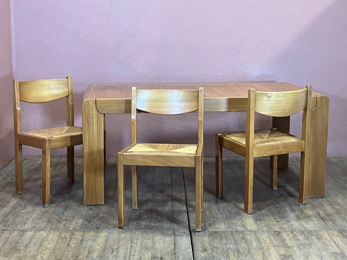 Maison Regain Series Of 6 Elm Chairs With Straw Seats -photo-8