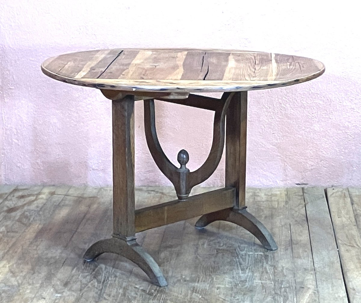 Oak Winegrower's Table Diameter 100 Cm 19th Century Foldable Winegrower's Table 