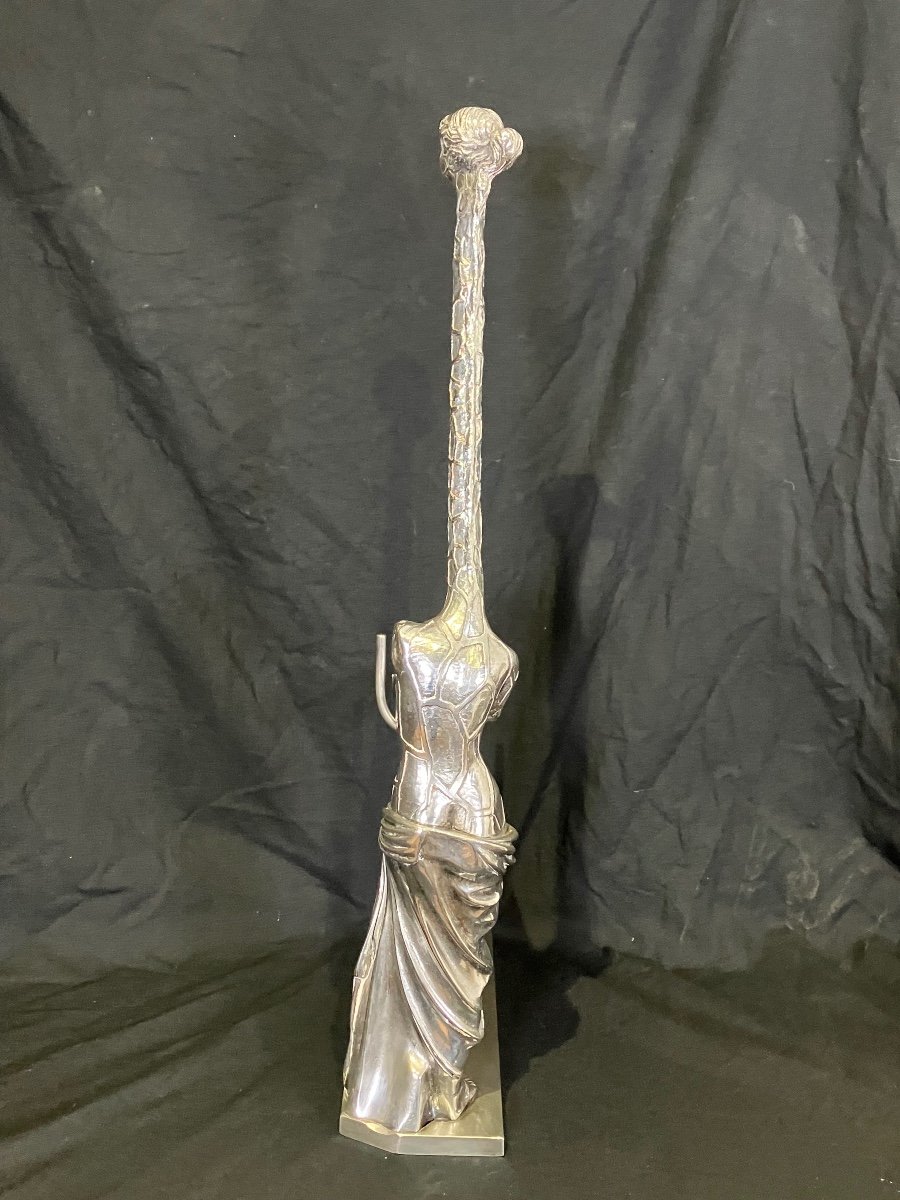 Dali Venus With Giraffe Silvered Bronze Numbered Venturi Arte Publisher -photo-4