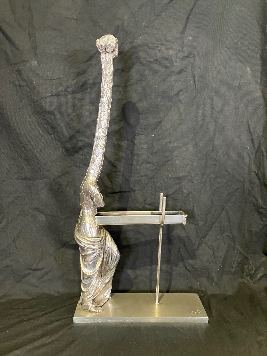 Dali Venus With Giraffe Silvered Bronze Numbered Venturi Arte Publisher -photo-6