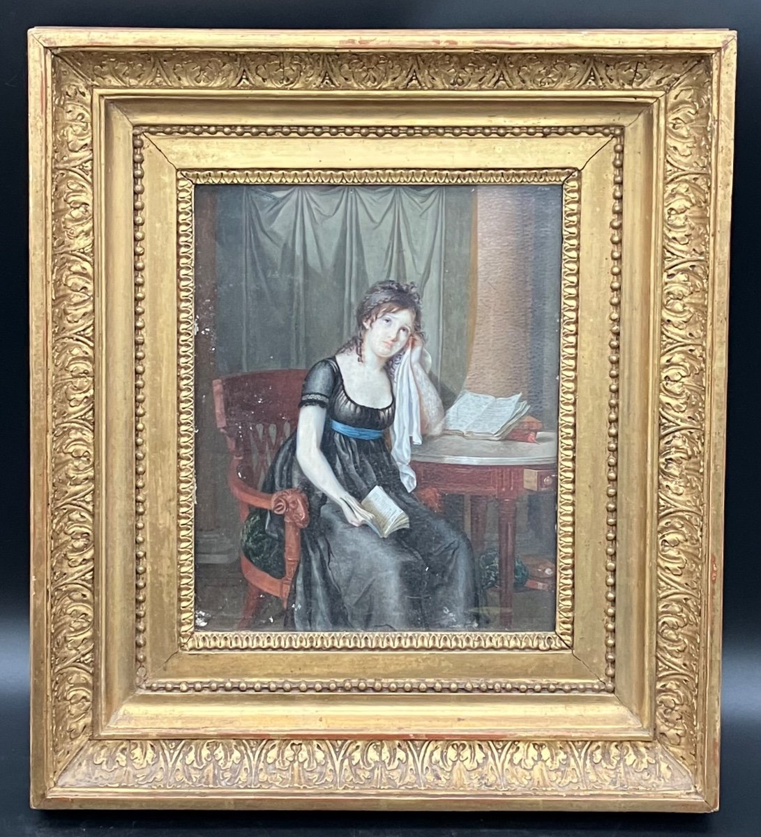 Jeune Fille à La Lettre Portrait  époque Empire 