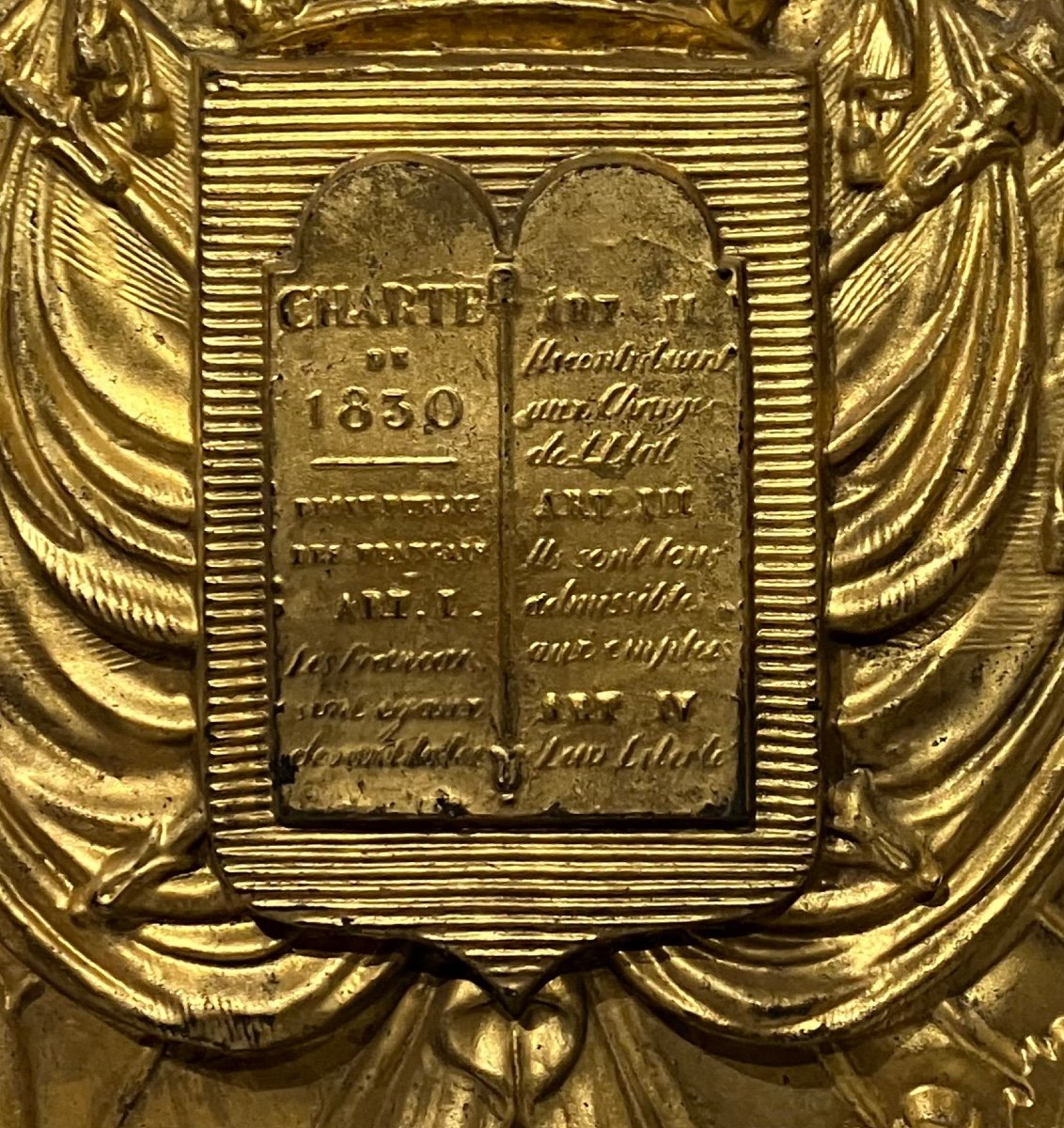 Second Empire Notary Plaque In Gilded Brass -photo-2