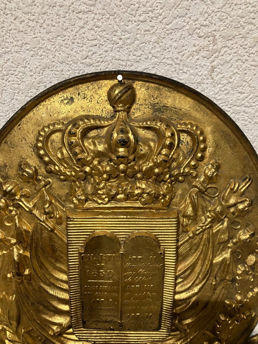 Second Empire Notary Plaque In Gilded Brass -photo-3