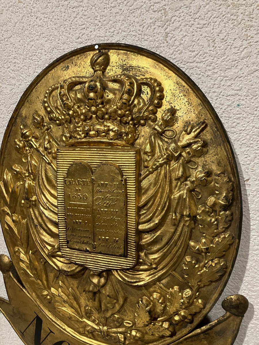 Second Empire Notary Plaque In Gilded Brass -photo-1