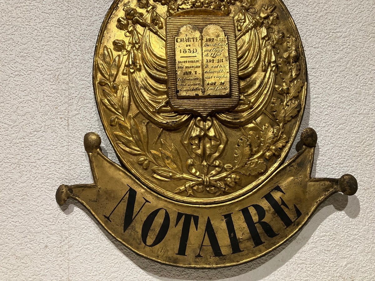 Second Empire Notary Plaque In Gilded Brass -photo-2