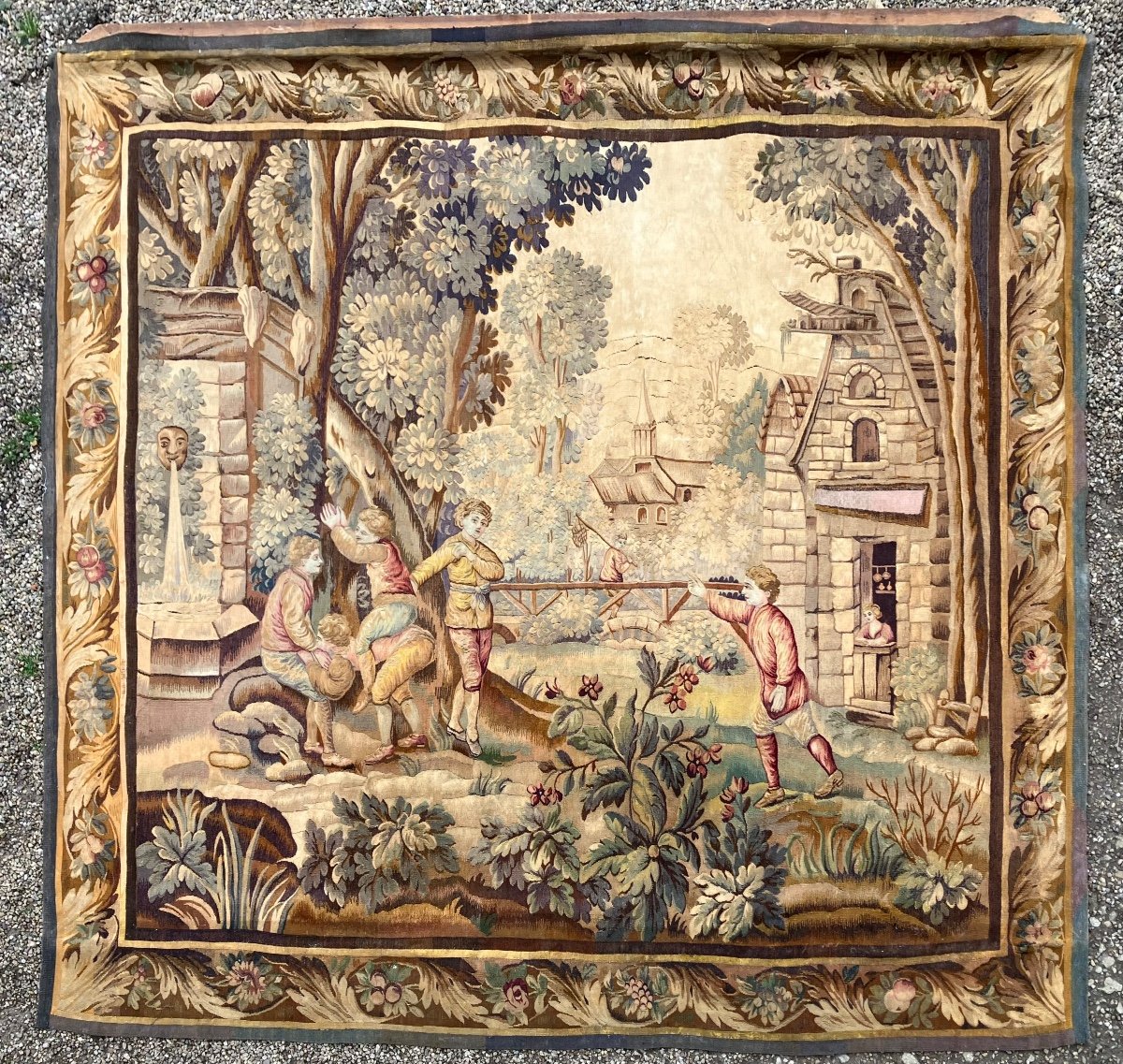 Grande Tapisserie Aubusson 19 Eme 262 X 275 Cm