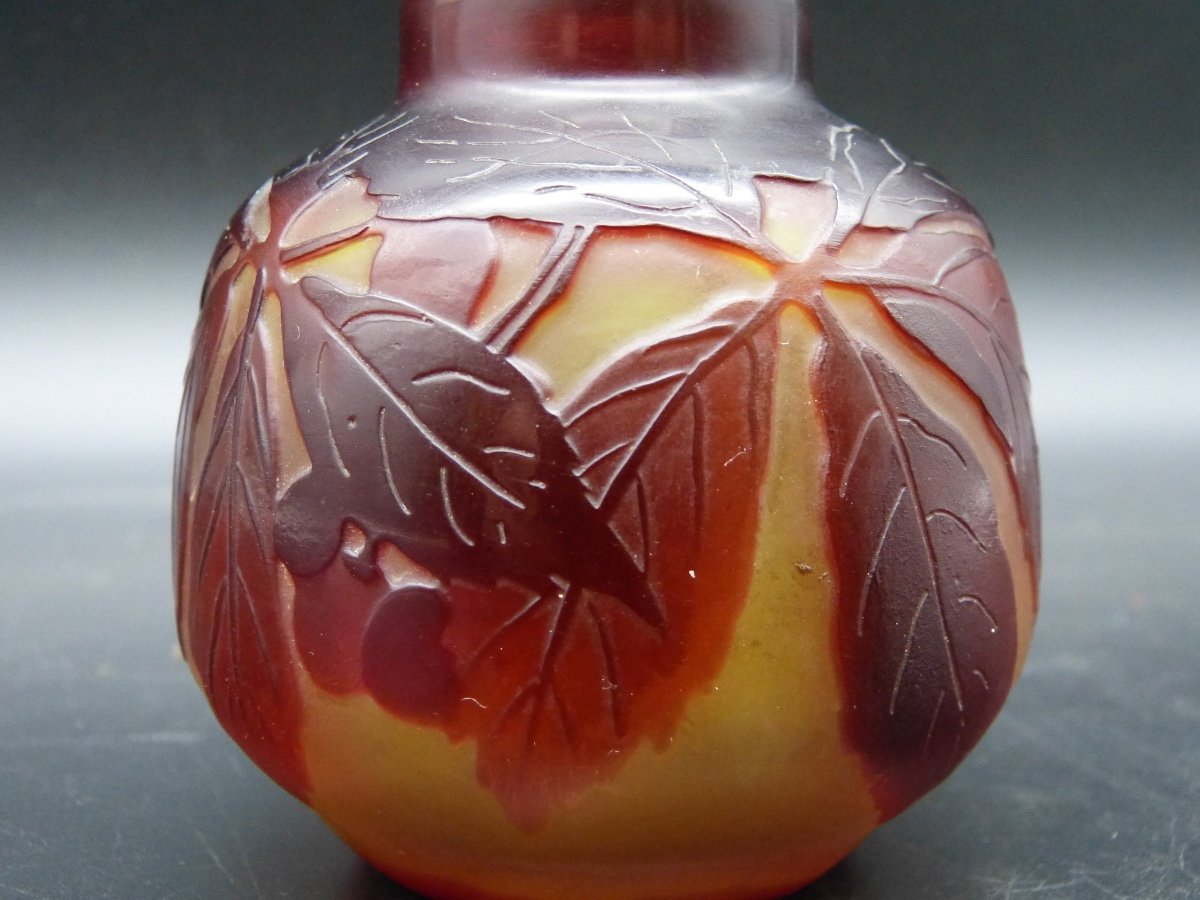 Emile Gallé Small Art Nouveau Vase Red And Yellow Virginia Creeper -photo-6