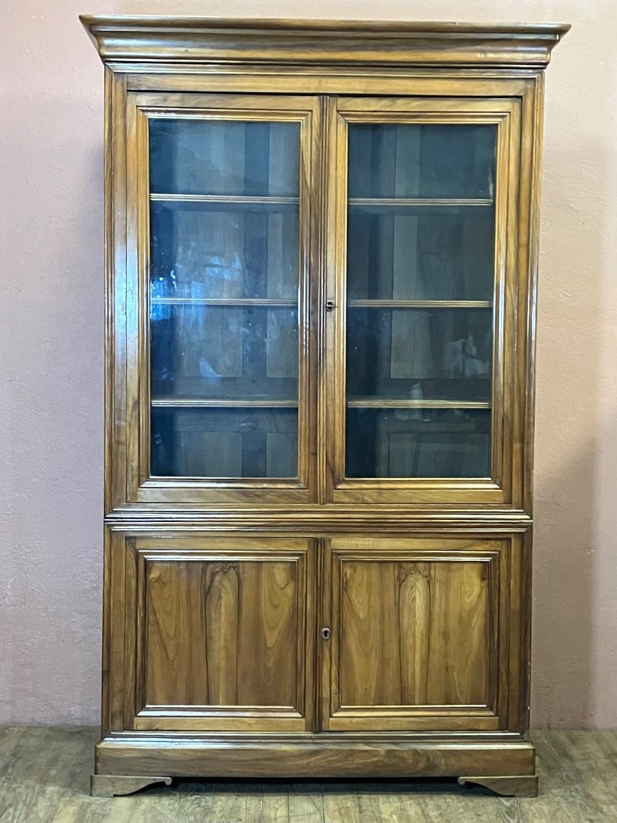 Louis Philippe Walnut Library Display Case 19th Century 