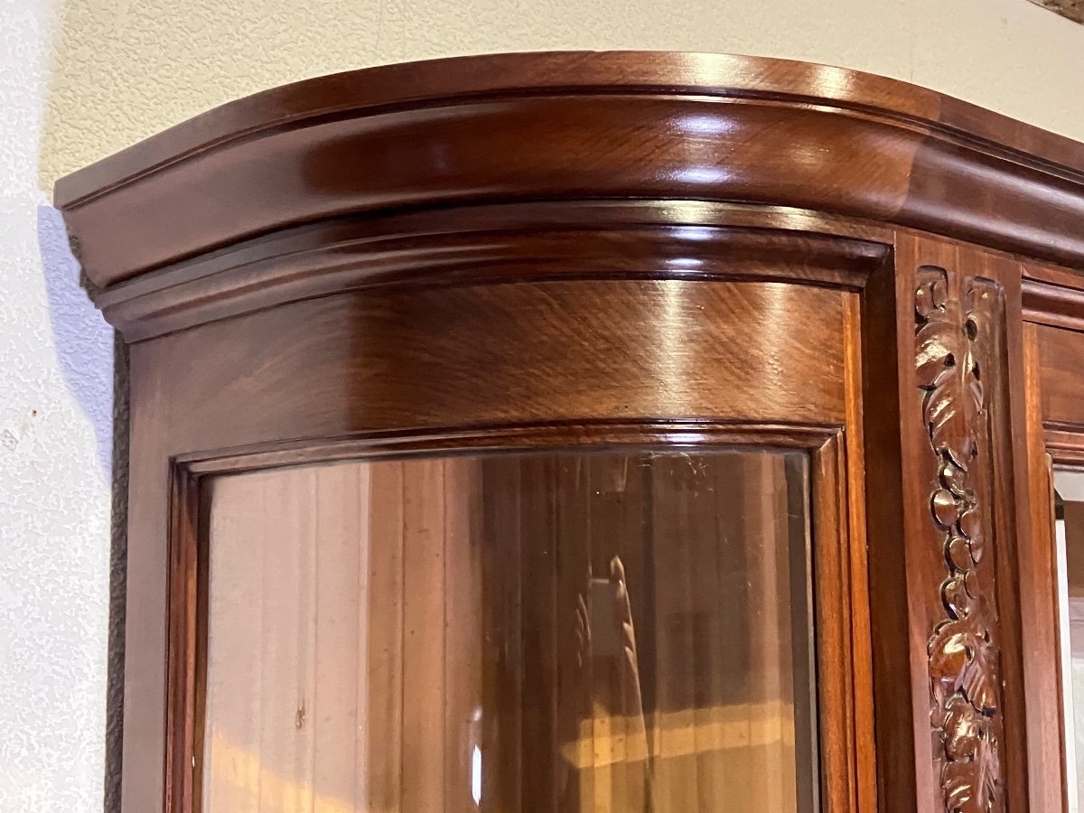 Majorelle Important Curved Display Cabinet Silversmith In Mahogany Art Nouveau Nancy School Virginia Creeper-photo-3