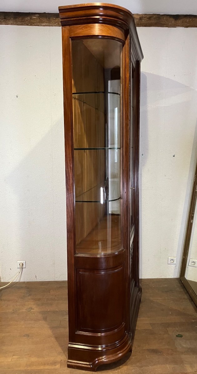 Majorelle Important Curved Display Cabinet Silversmith In Mahogany Art Nouveau Nancy School Virginia Creeper-photo-2