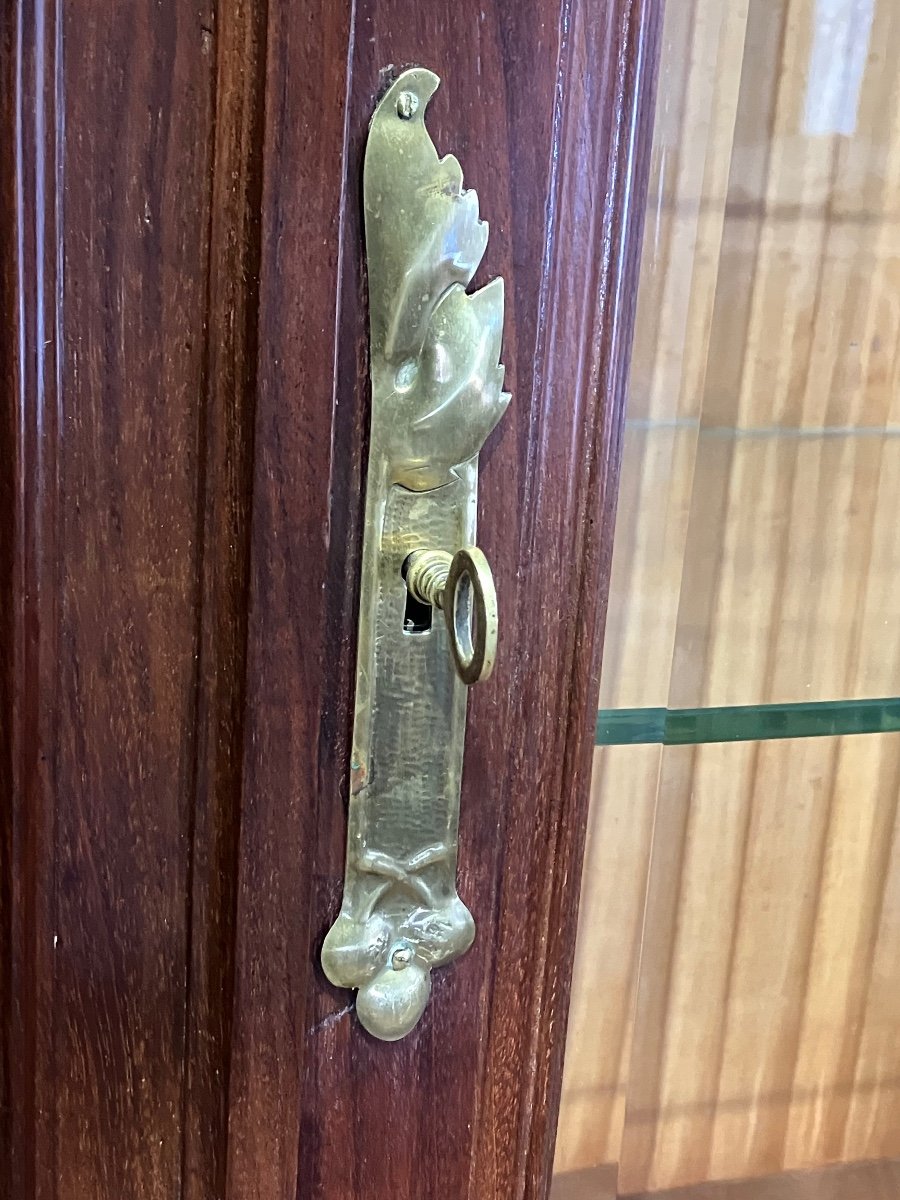 Majorelle Important Curved Display Cabinet Silversmith In Mahogany Art Nouveau Nancy School Virginia Creeper-photo-4