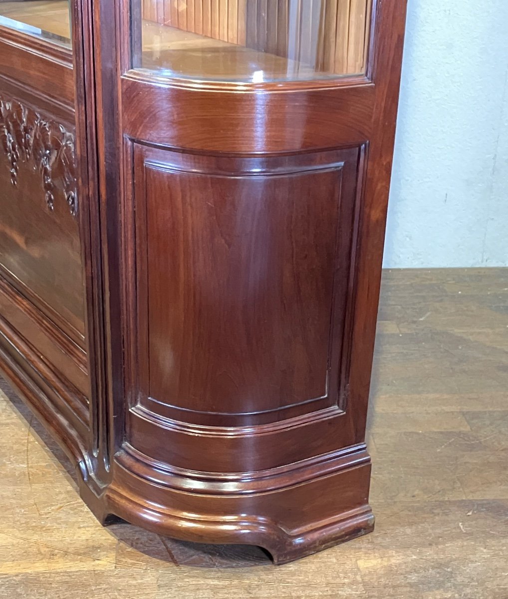 Majorelle Important Curved Display Cabinet Silversmith In Mahogany Art Nouveau Nancy School Virginia Creeper-photo-5