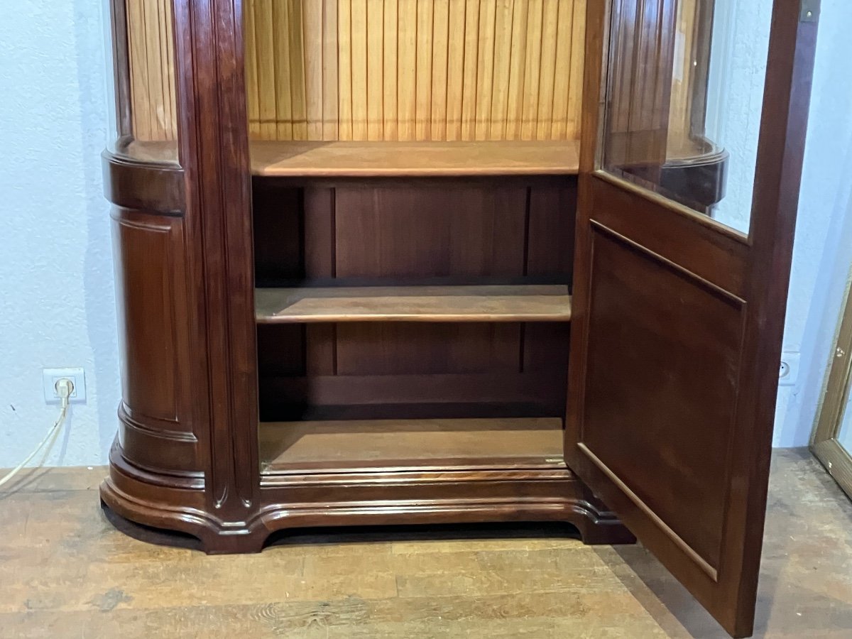 Majorelle Important Curved Display Cabinet Silversmith In Mahogany Art Nouveau Nancy School Virginia Creeper-photo-8