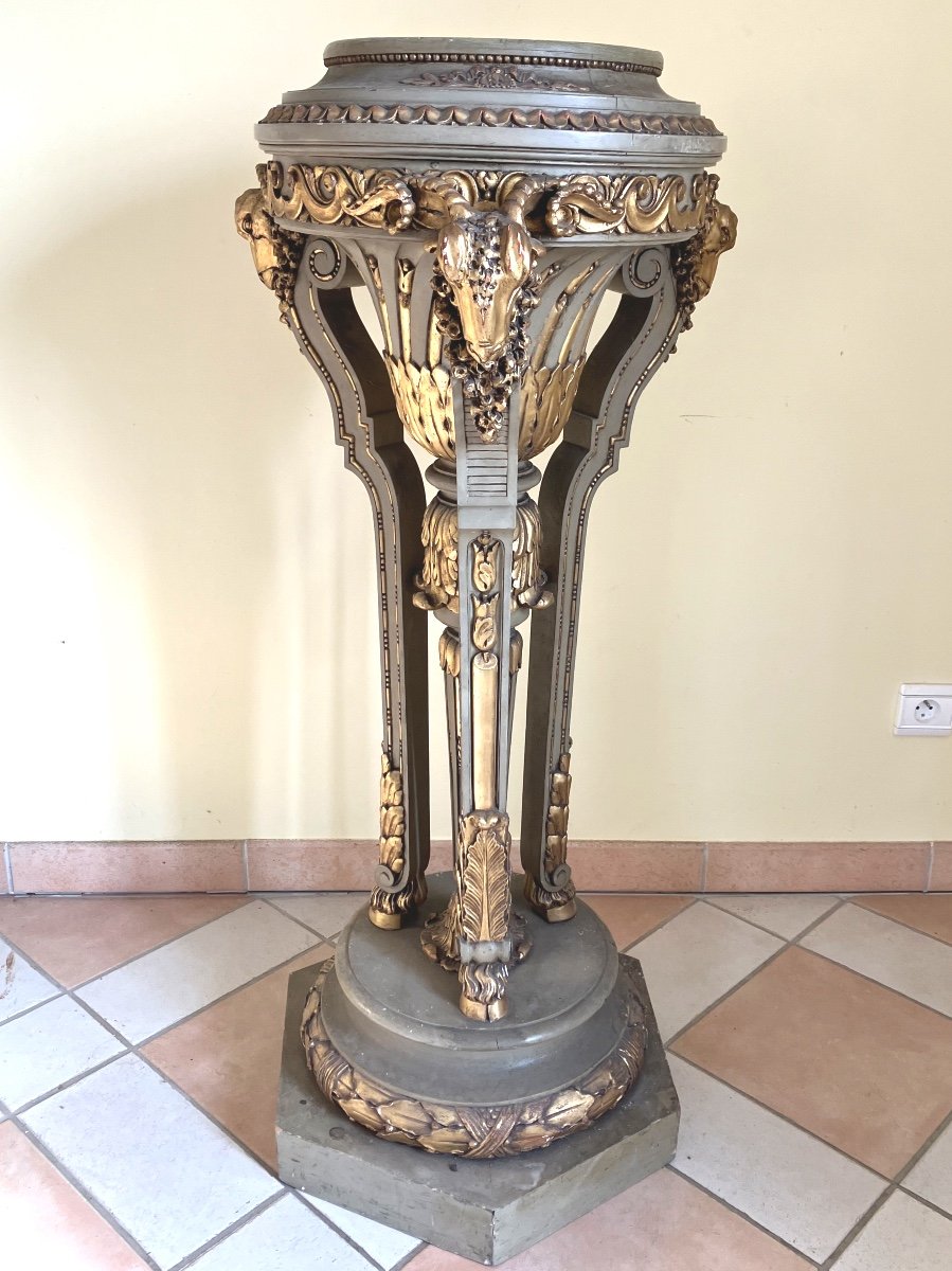 Large Napoleon III Athenian Stand In Lacquered And Gilded Wood -photo-3