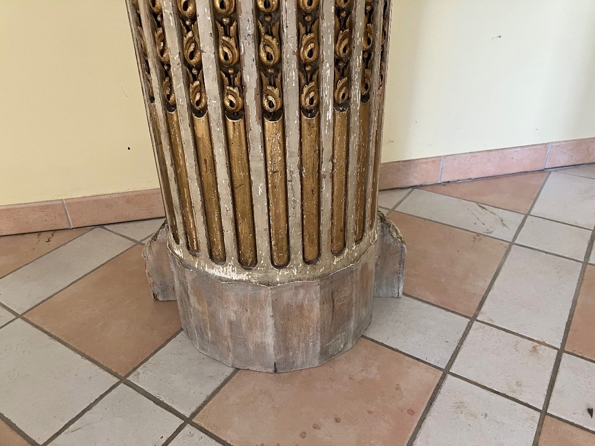 Important Column In Lacquered And Gilded Wood 18th Century Louis 16-photo-6