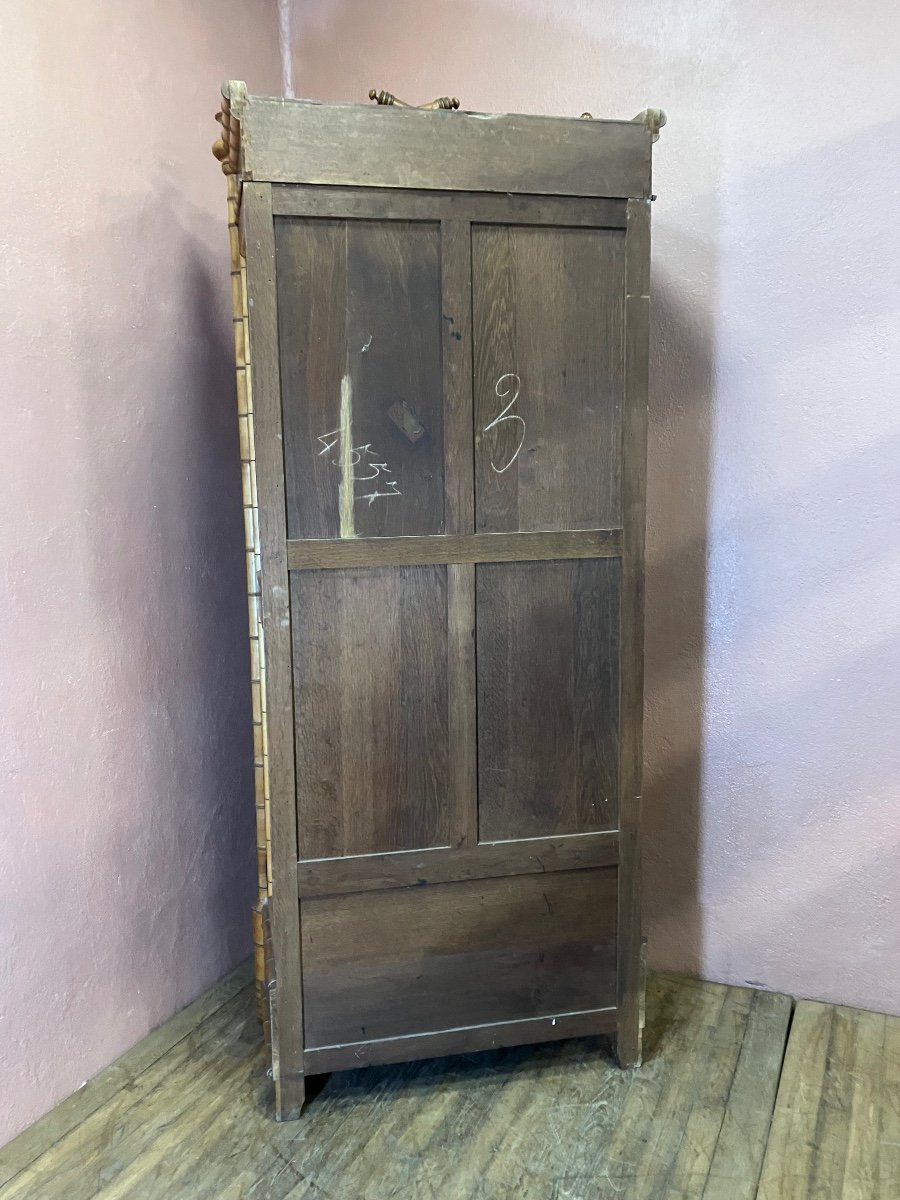 Bamboo Display Cabinet With One Door And One Drawer In Cherry And Speckled Maple -photo-6