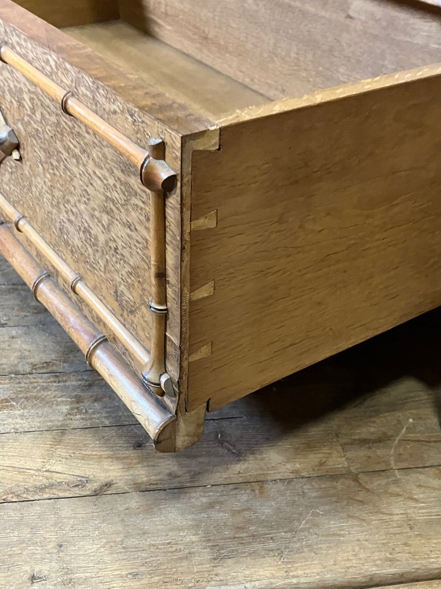 Bamboo Display Cabinet With One Door And One Drawer In Cherry And Speckled Maple -photo-8