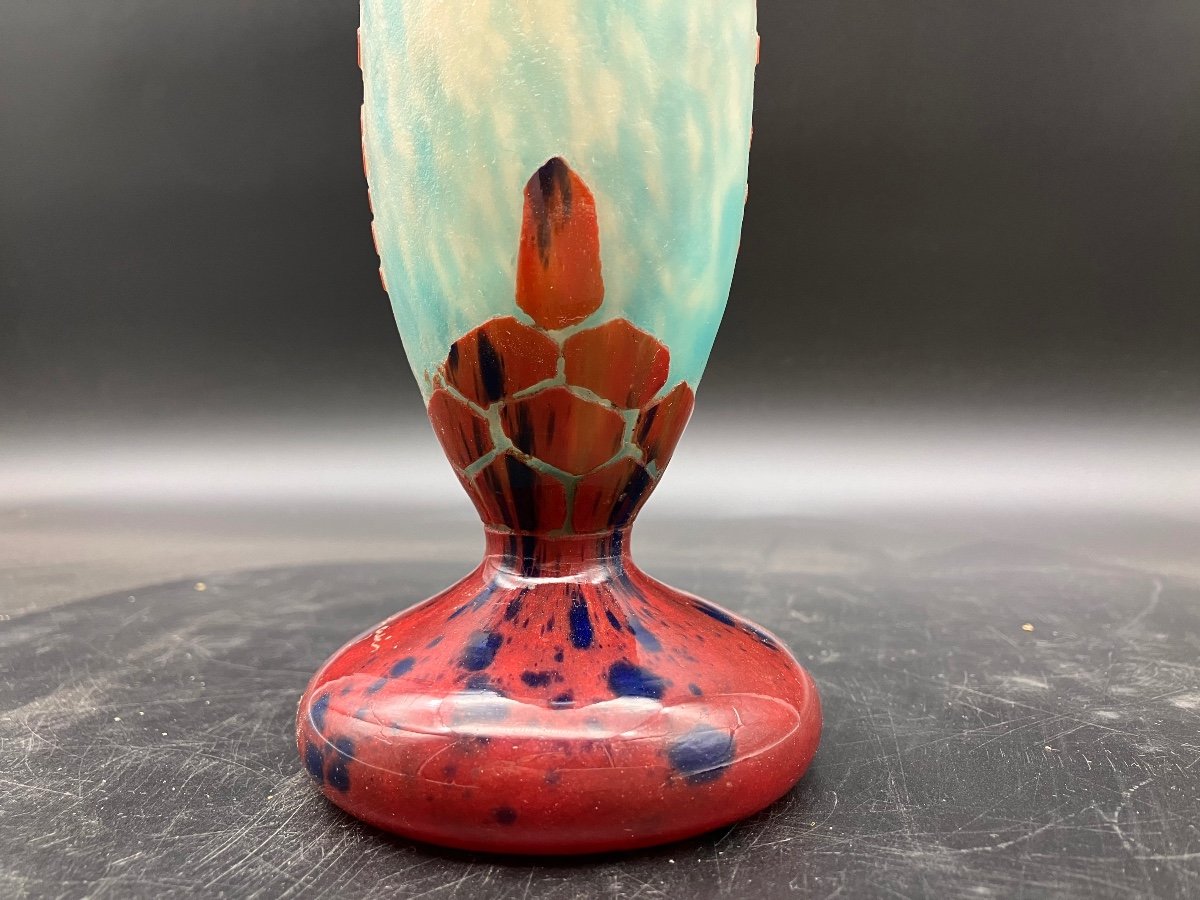 French Glass Vase With Butterflies Art Nouveau Charles Schneider Charder-photo-3