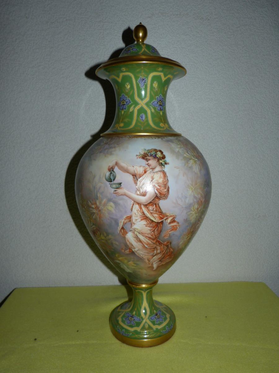 Grand Art Nouveau Vase Sèvres Porcelain