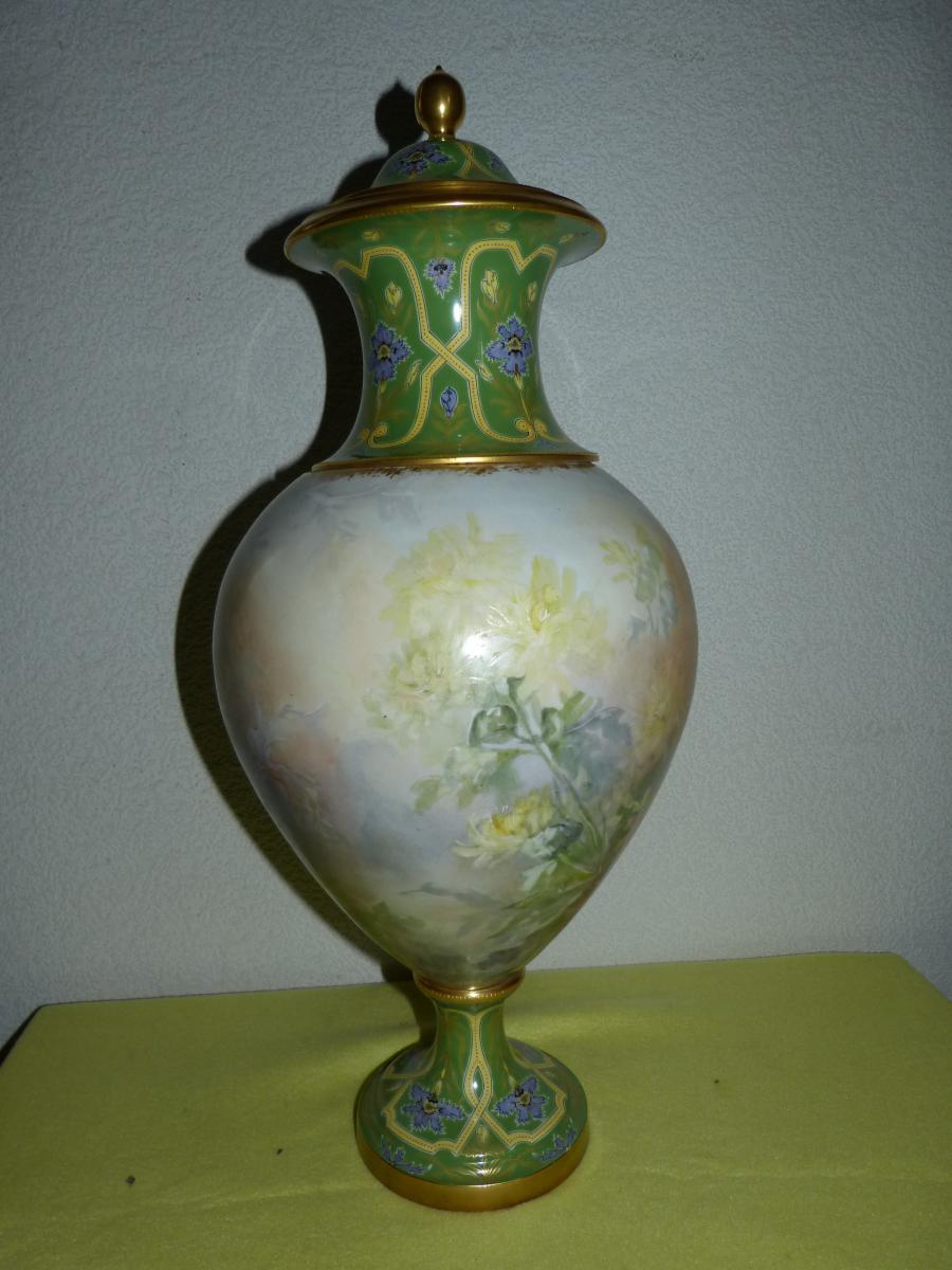 Grand Art Nouveau Vase Sèvres Porcelain-photo-4