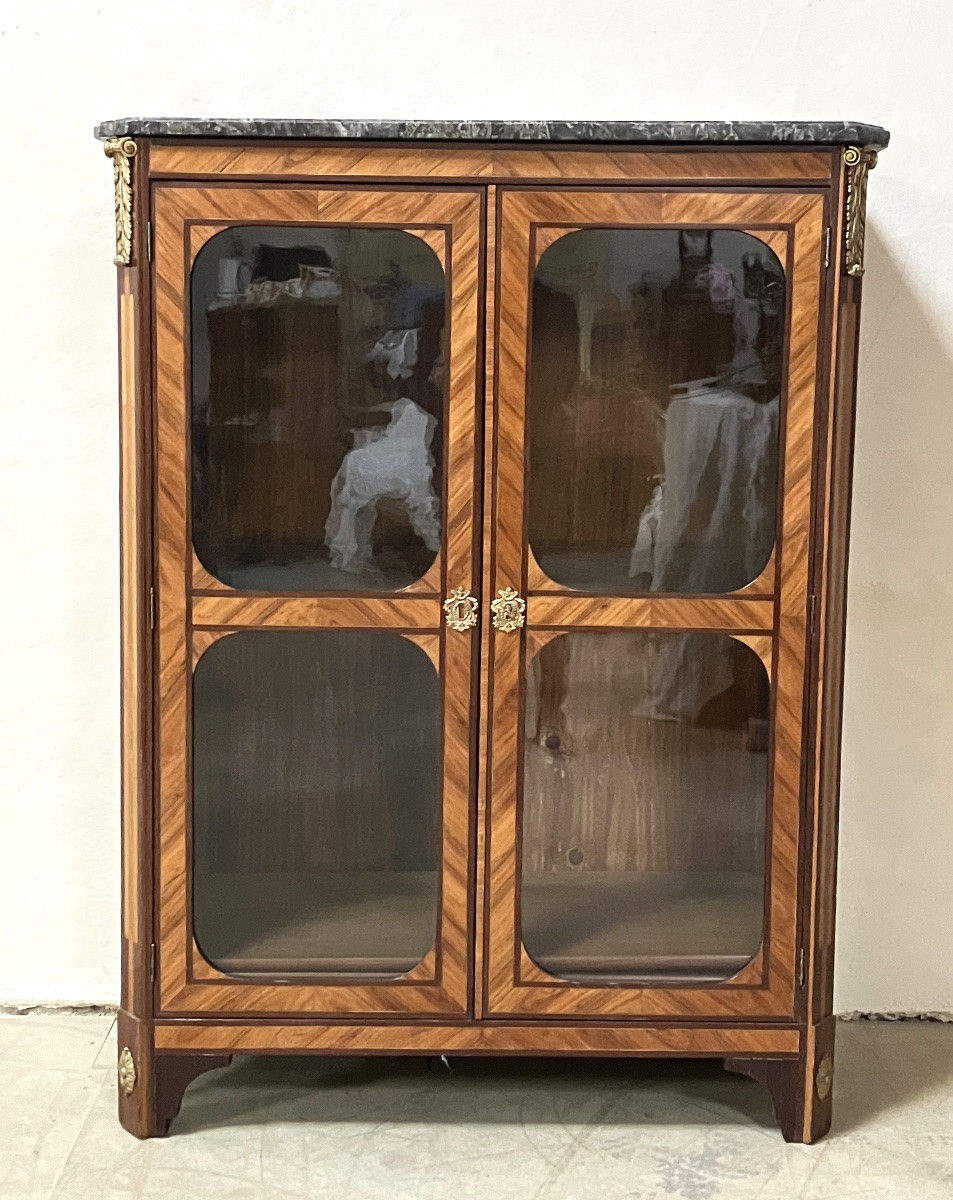 Louis XVI Period Marquetry Library Display Case -photo-2