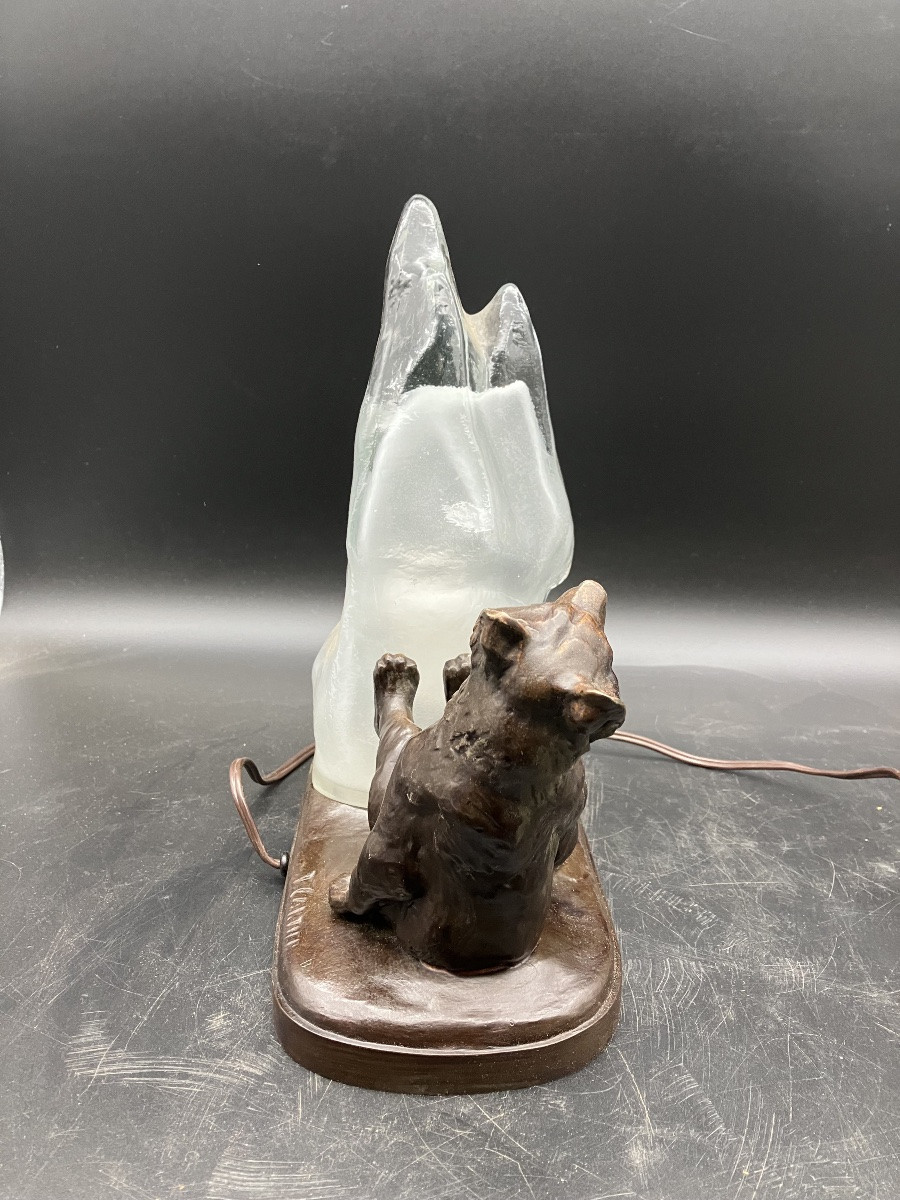 Thomas Cartier Art Deco Polar Bear Lamp In Patinated Spelter -photo-5