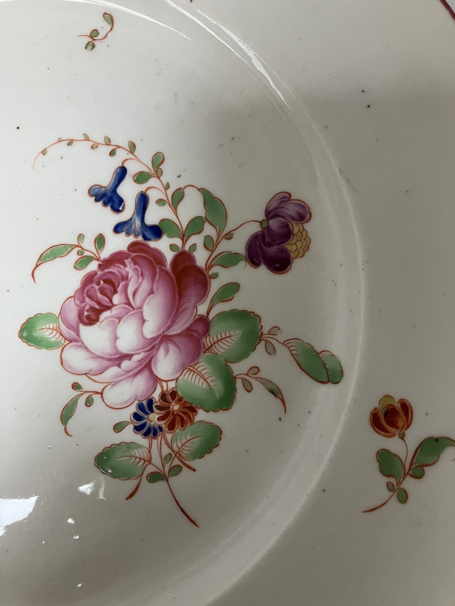 Niderviller Conte De Custine Porcelain 18th Century Set Of 8 Plates With Flower Decor -photo-8