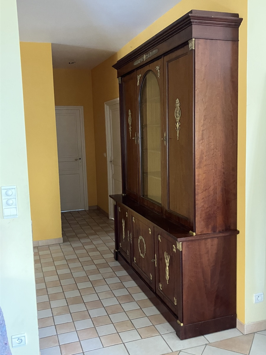 Large Empire Style Bookcase In Mahogany And Gilded Bronze, Fully Dismountable -photo-7