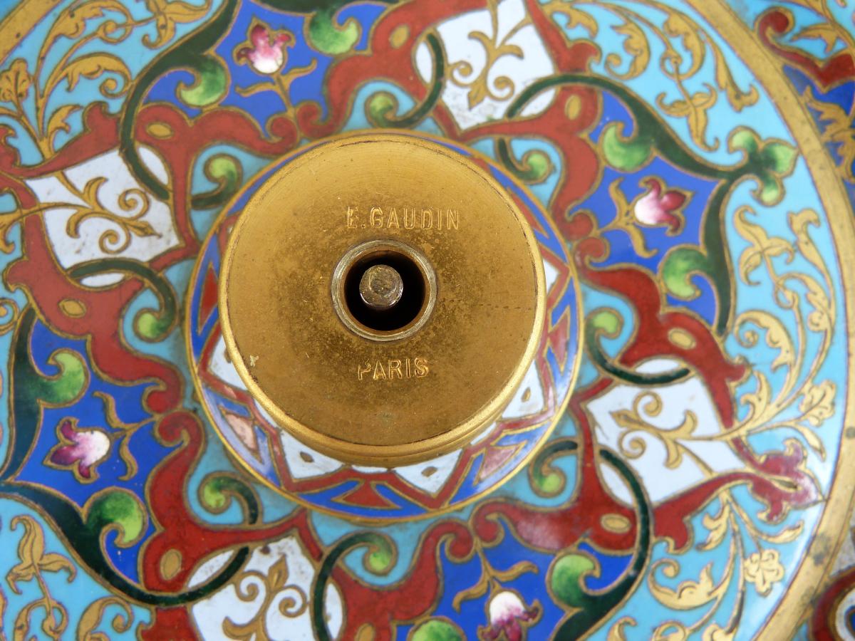 Brûle Parfum Cloisonné Napoléon III, Signé E.Gaudin Paris Orientaliste-photo-3