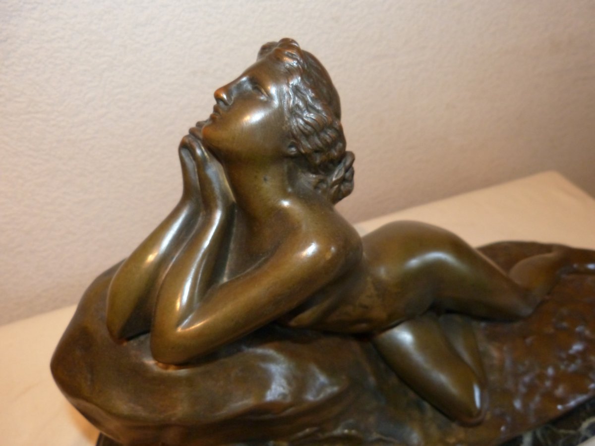 Bronze Art Nouveau Bather On A Rock Lorelei-photo-4