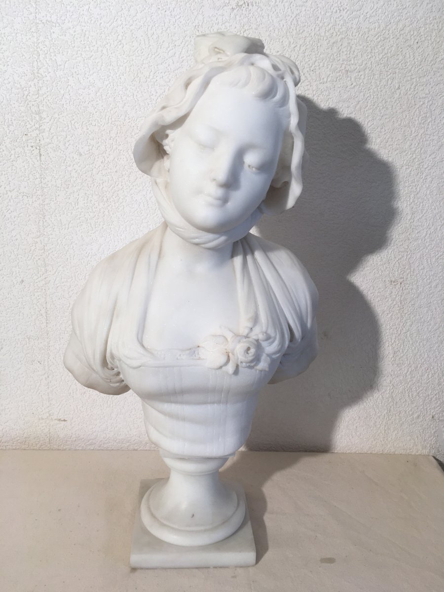 After Greuze, Marble Signed Cana, 19 Th Century 