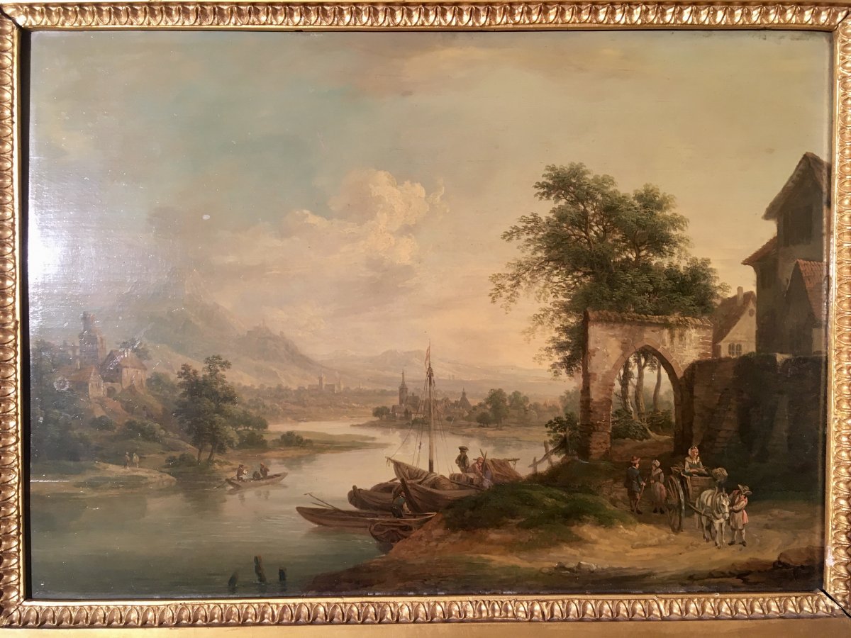 Christian Georg Schütz Huile Sur Panneau 18 Eme Paysage -photo-2