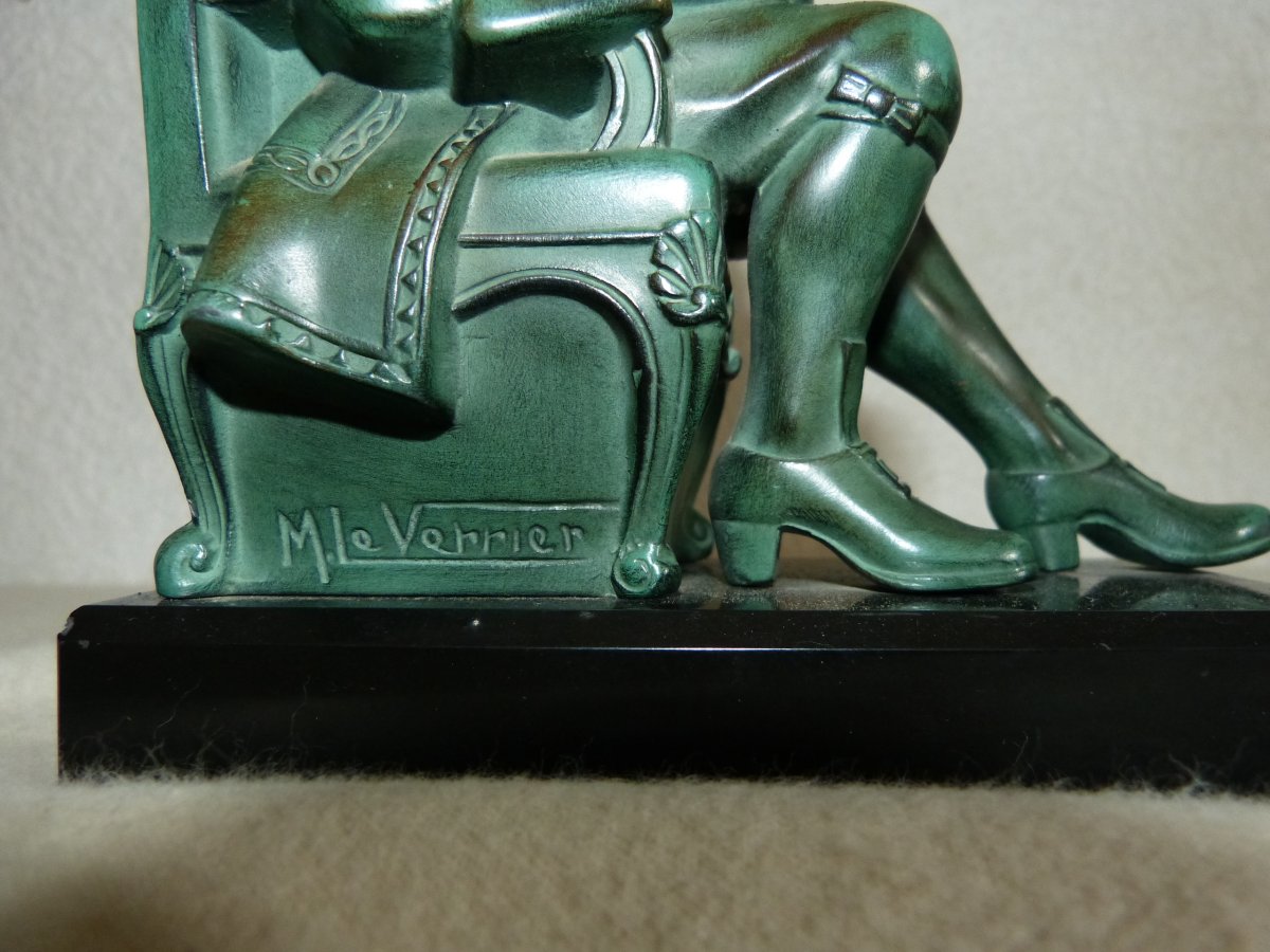 Max Le Verrier Pair Of Savetier And Financial Bookends-photo-3