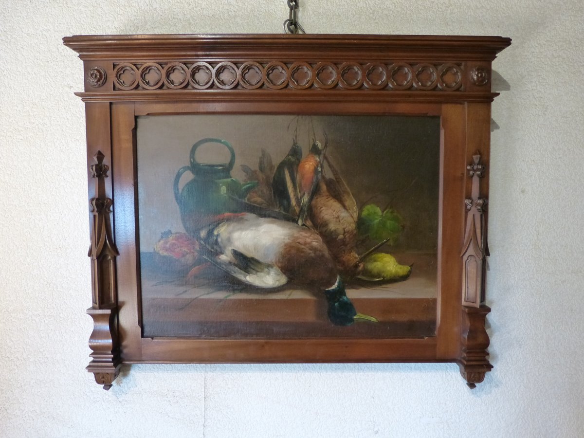 A Rueff: Pair Of Still Life Gothic Style Frames In Walnut-photo-2