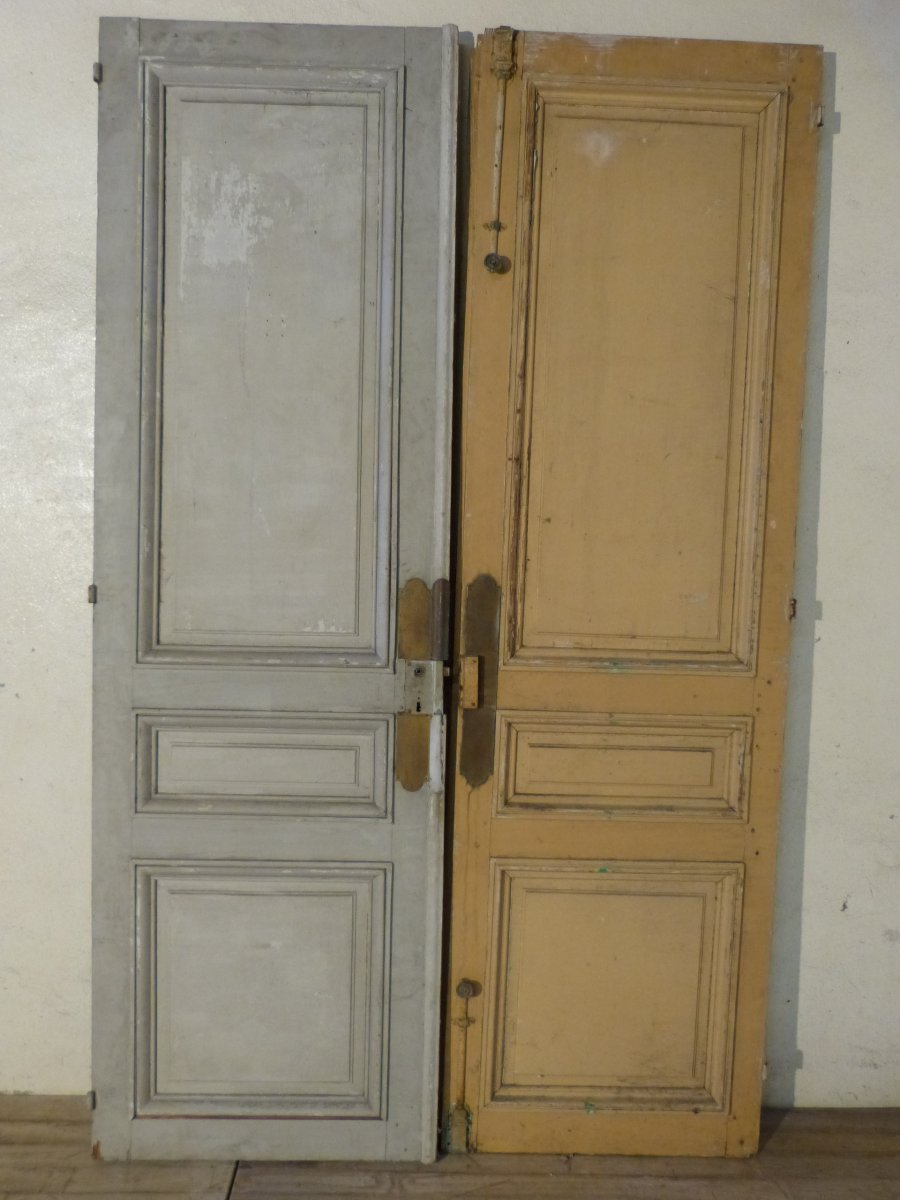 Pair Of Large 19th Century Mirrored Doors, 244 X 75 Cm Each-photo-3