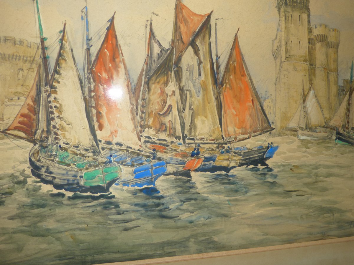 Frank Will, Watercolor La Rochelle 64 X 84 Cm-photo-1