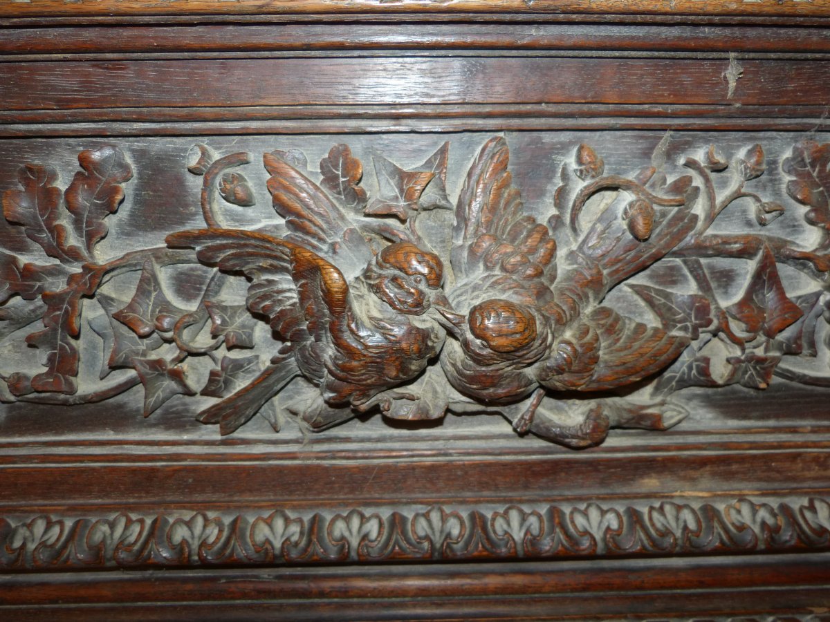 Traverse In Oak Carved With Birds And 19th Foliage 160 Cm-photo-2