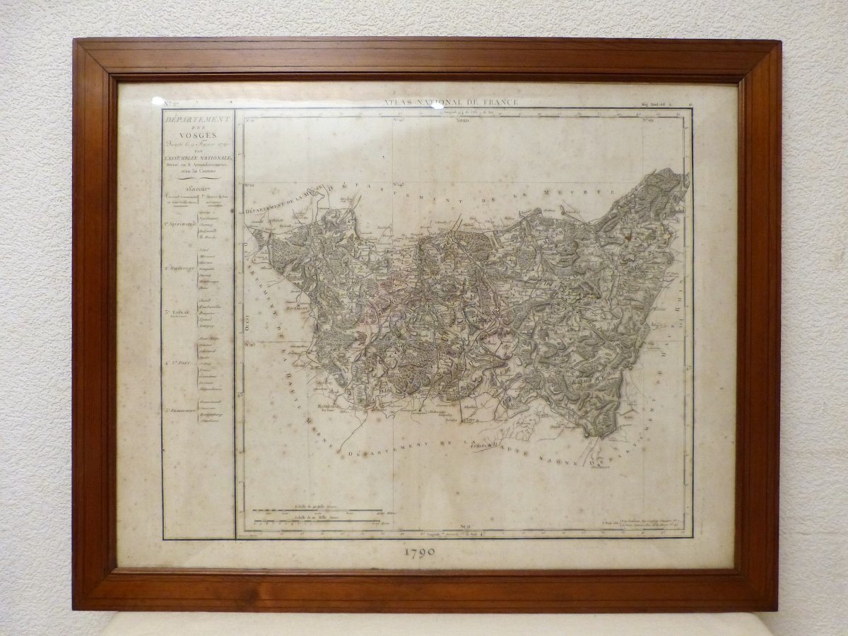 Map Of The Vosges Legend 18th Dated 1790