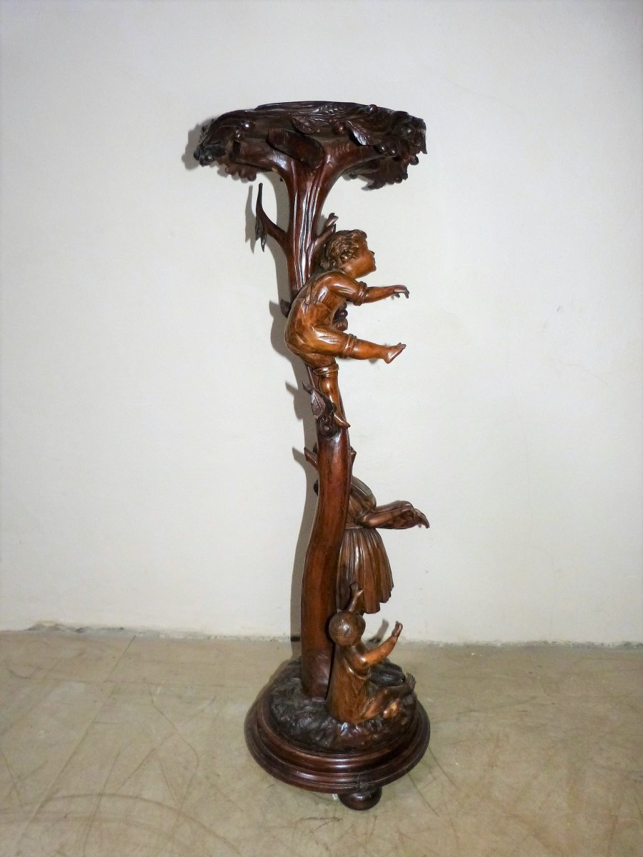 Rare Bolster With Three Characters, Black Forest 19th Century-photo-3