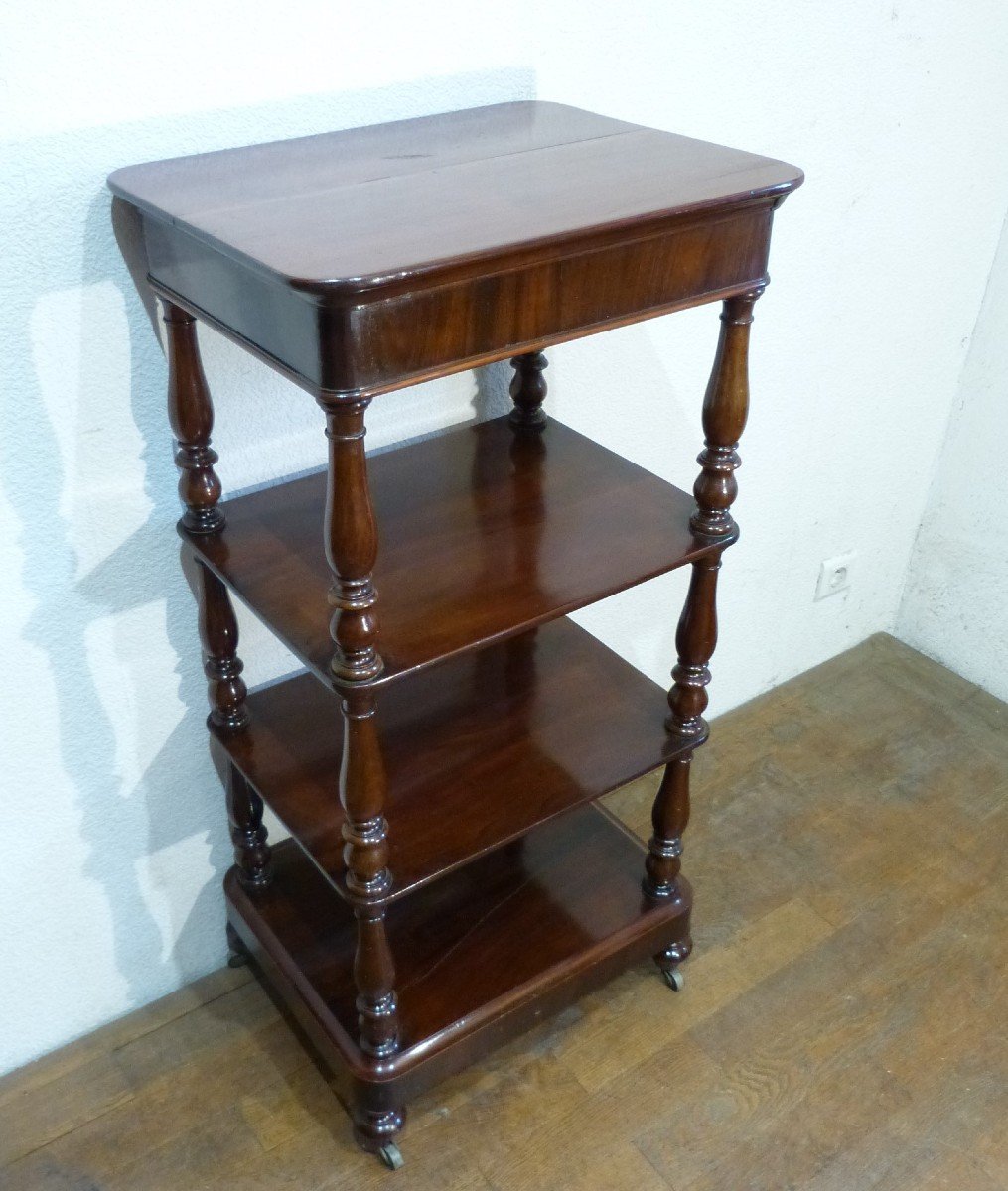 19th Mahogany Serving Shelf On Wheels-photo-2