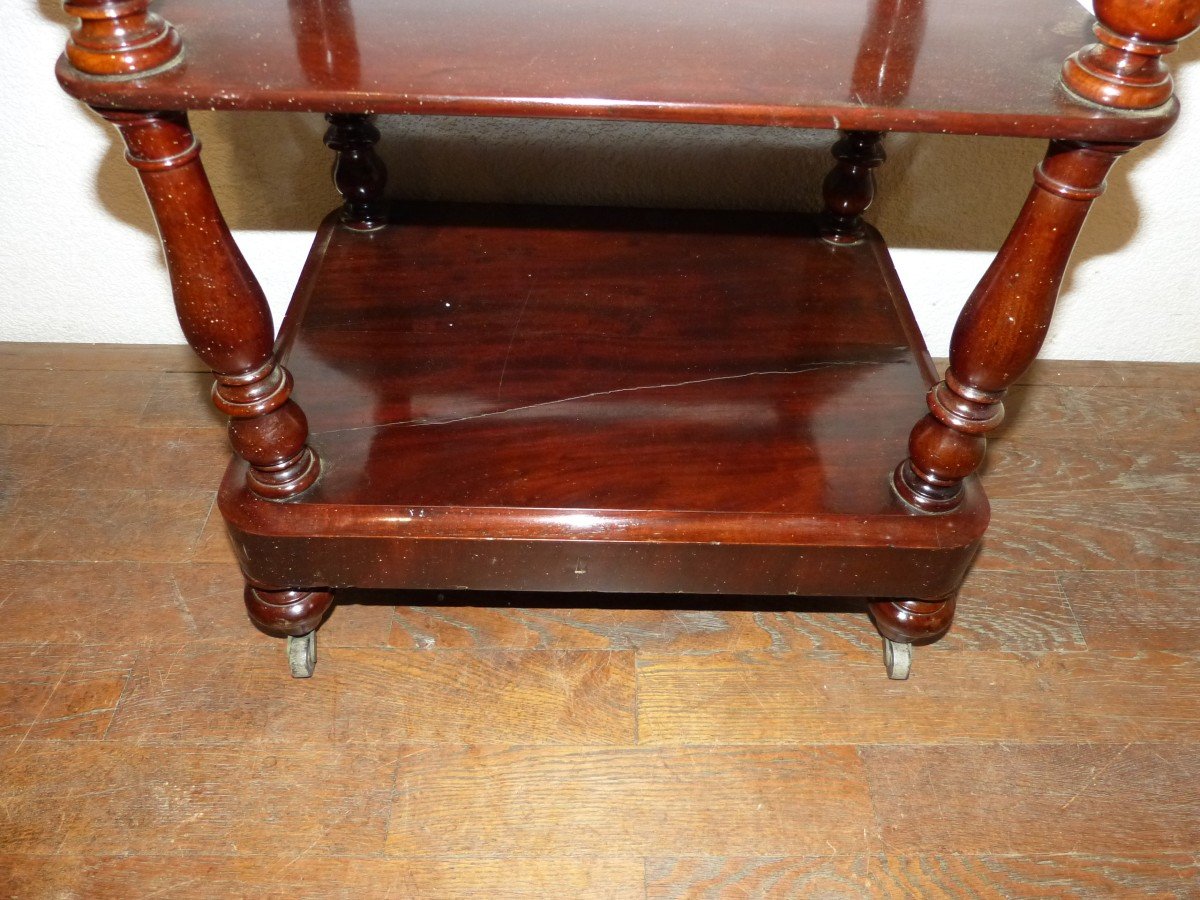 19th Mahogany Serving Shelf On Wheels-photo-1