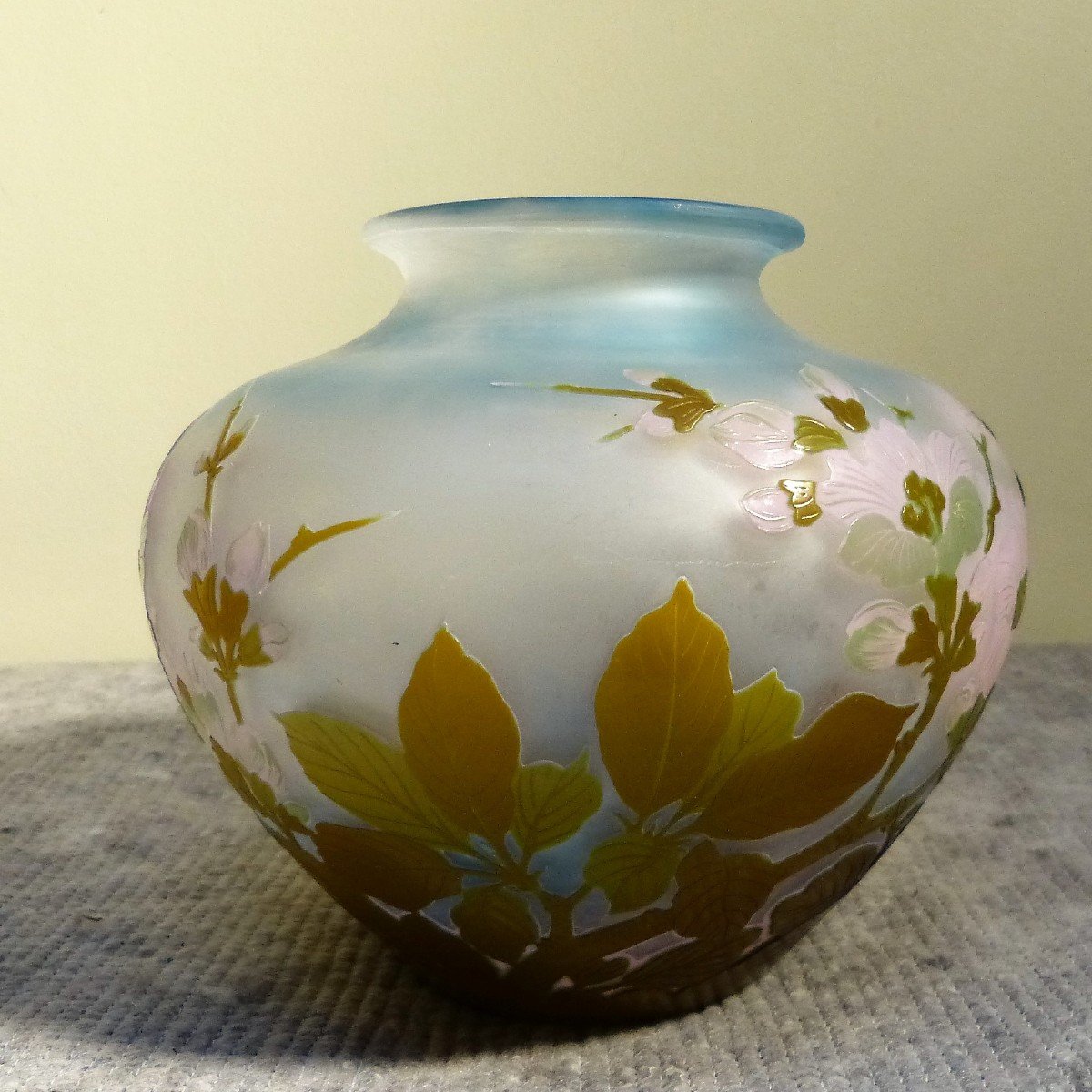 Emile Gallé Japanese Ball Vase With Art Nouveau Apple Blossoms-photo-1