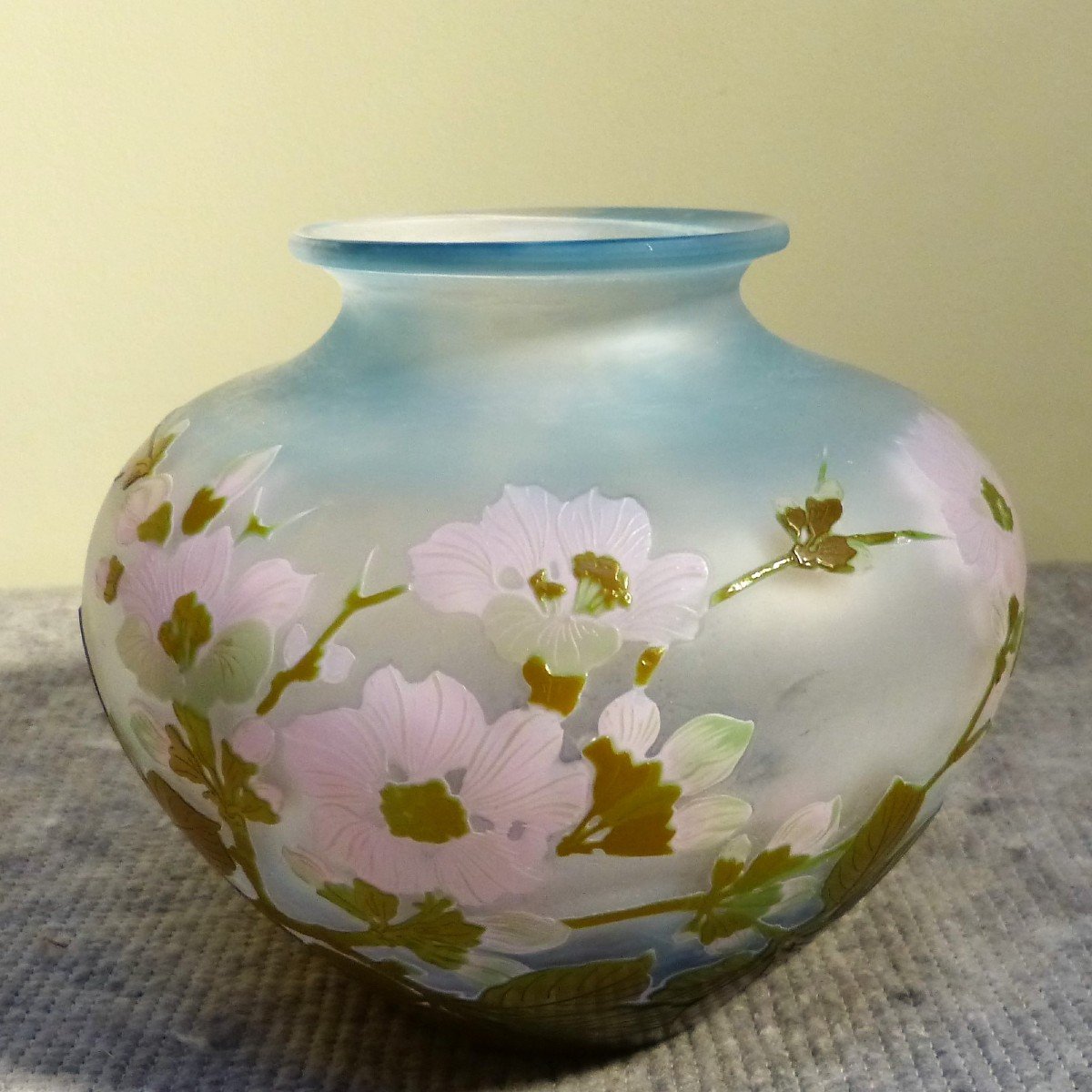 Emile Gallé Japanese Ball Vase With Art Nouveau Apple Blossoms-photo-2