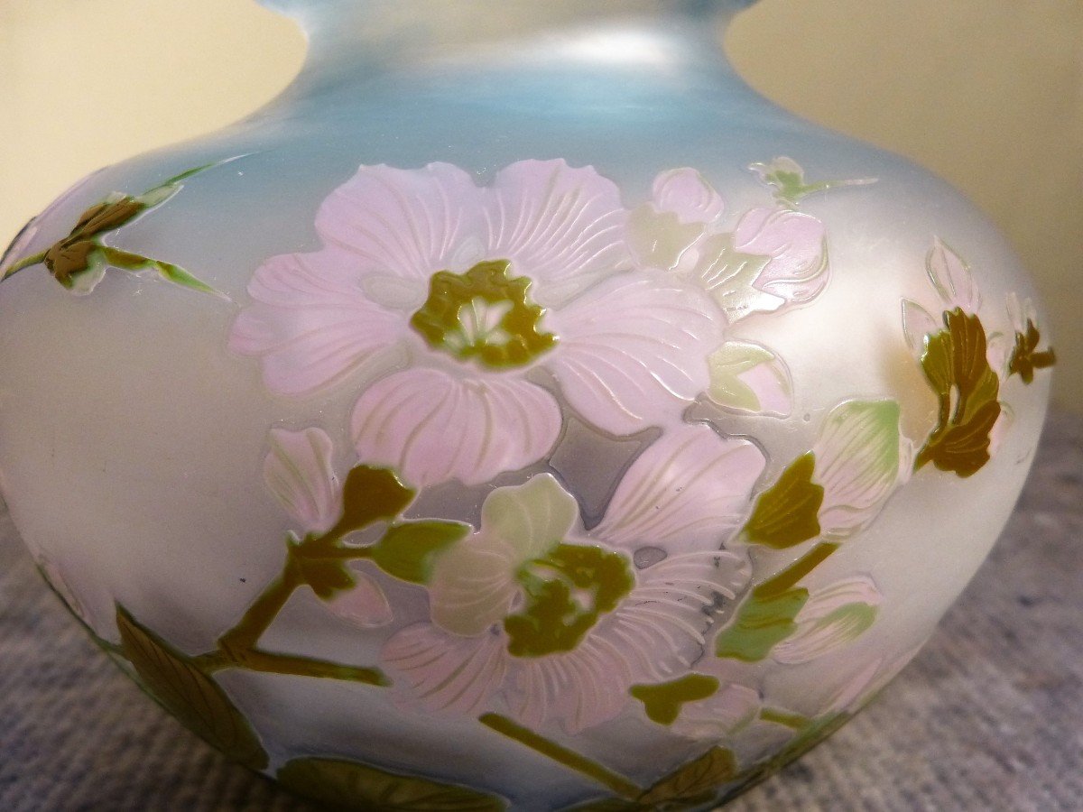 Emile Gallé Japanese Ball Vase With Art Nouveau Apple Blossoms-photo-5