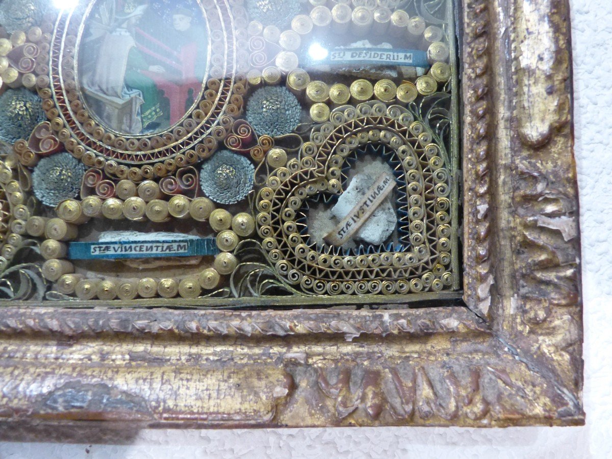 Rare Reliquary With Paperolles And Central Gouache 18th-photo-1